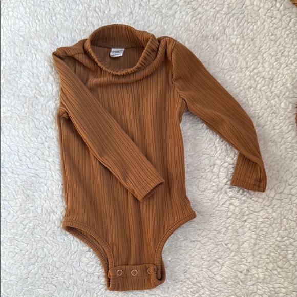 Brown Ribbed Kids One Piece - Picture 4 of 4